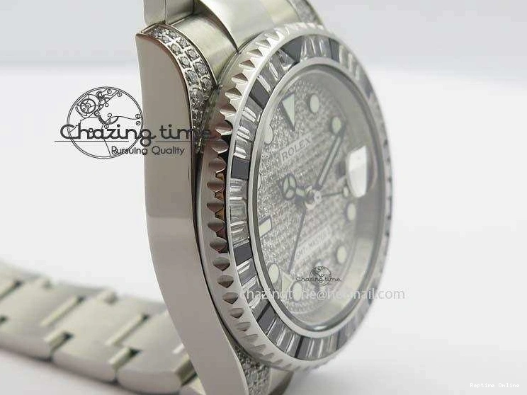0524 Soft GMT-Master II 116759 SS Bp-Maker Black Ruby Crystal Diamond Dial On SS Bracelet A 3766
